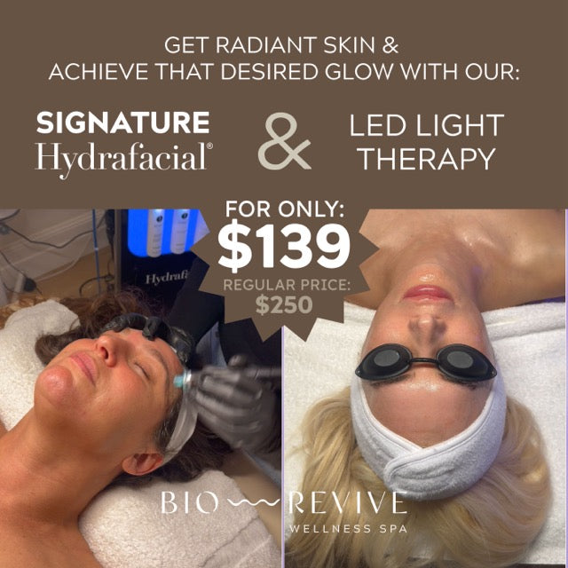 Signature Hydrafacial™ + LED Light Therapy Weekly deal BioRevive