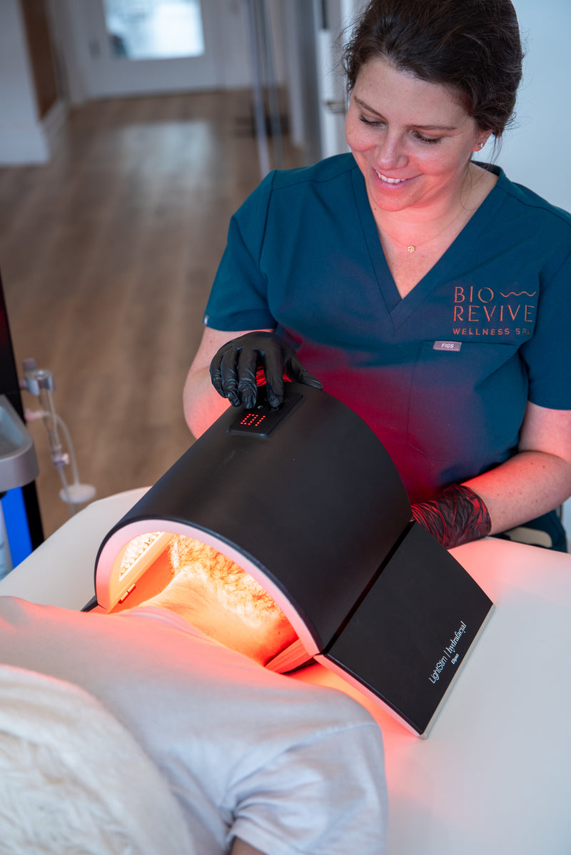Experience the ultimate skin rejuvenation with our HydraFacial + LED Light Therapy treatment. Deep cleansing, intense hydration, and collagen stimulation all work together to brighten your complexion, reduce fine lines, and soothe your skin. Book your path to a more radiant, youthful appearance today!